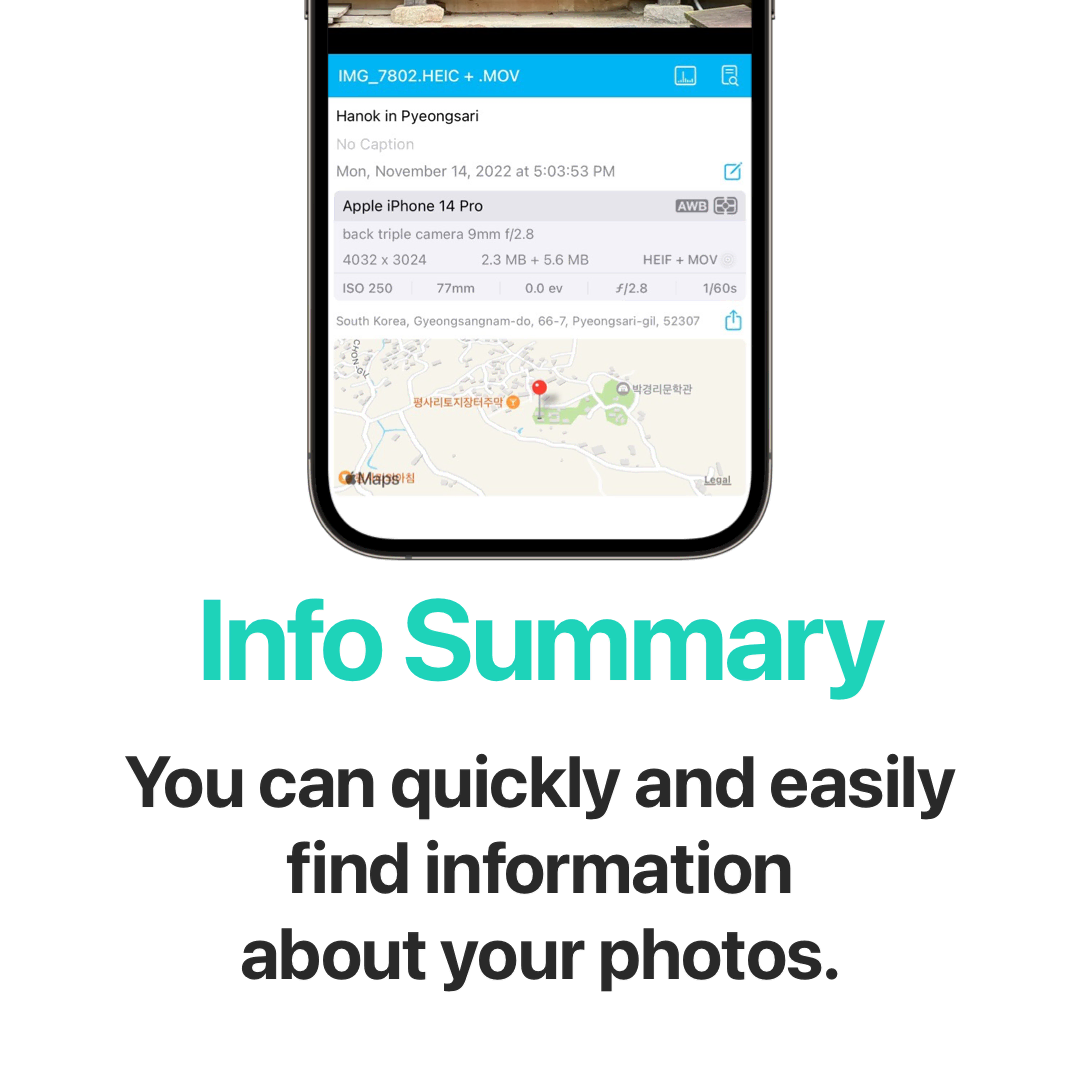 Info Summary - You can quickly and easily find information about your photos