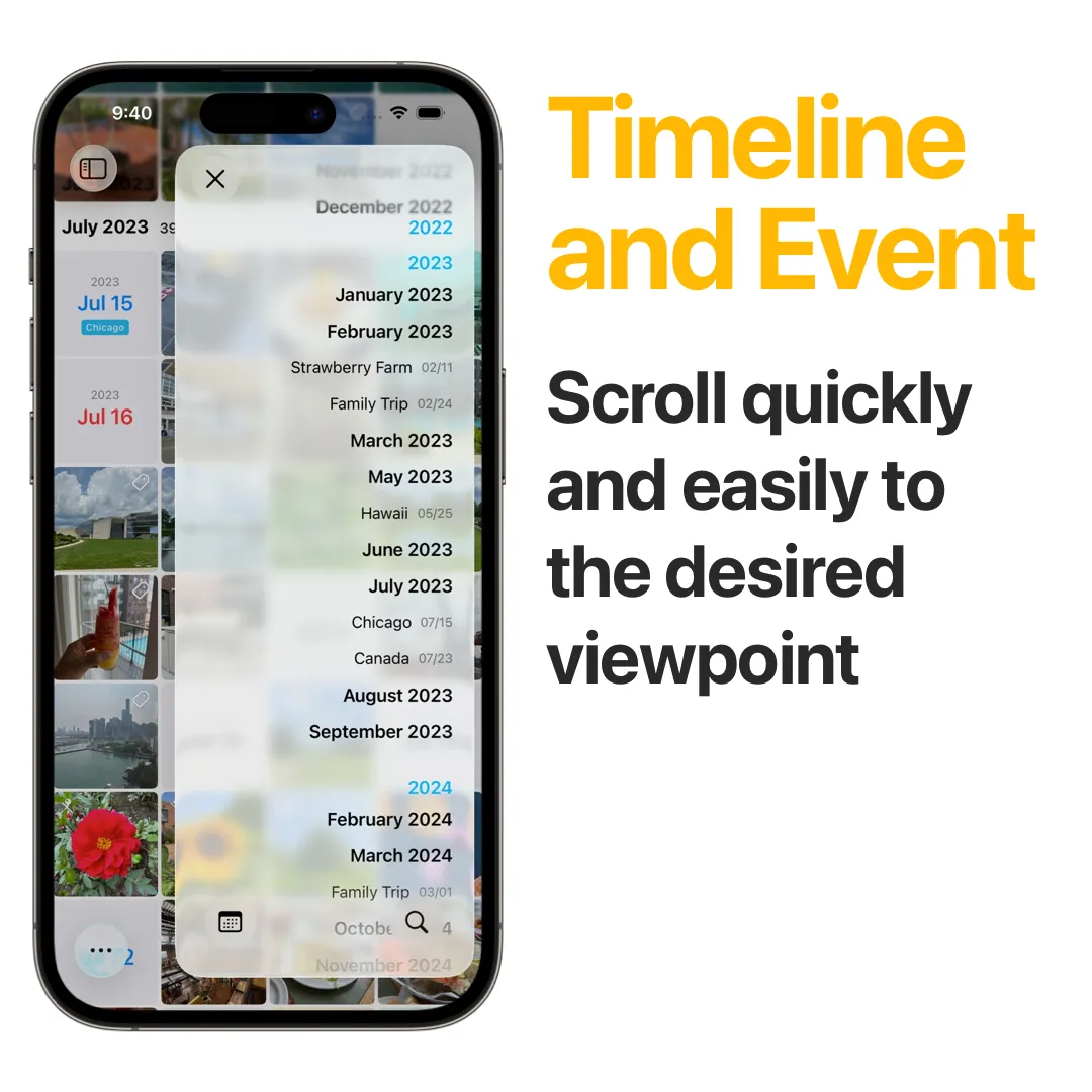 Timeline and Event - Scroll quickly and easily to the desired viewpoint