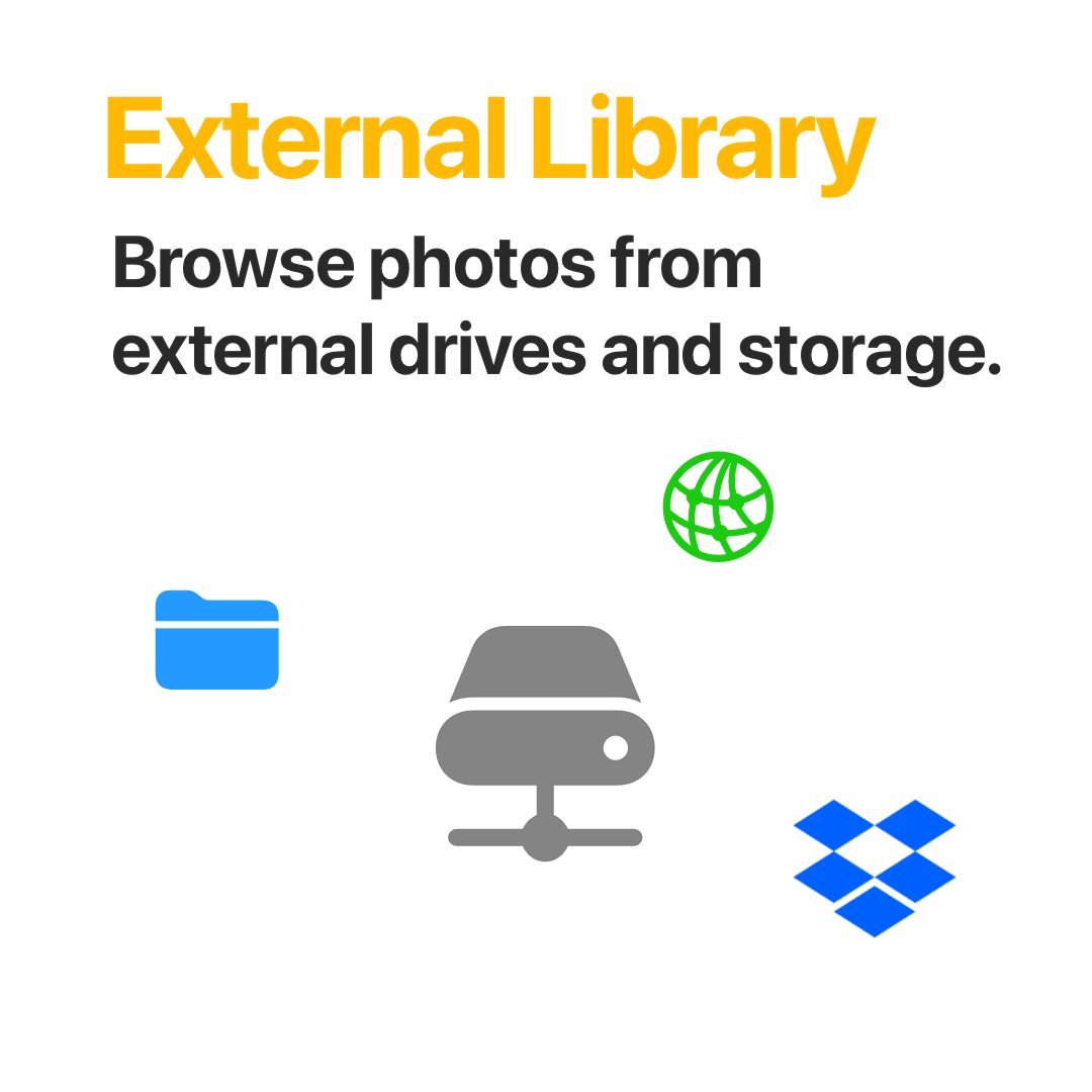 External Library - Browse photos from external drives and storage