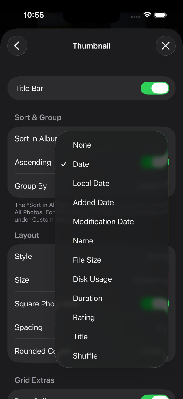 Sort Options