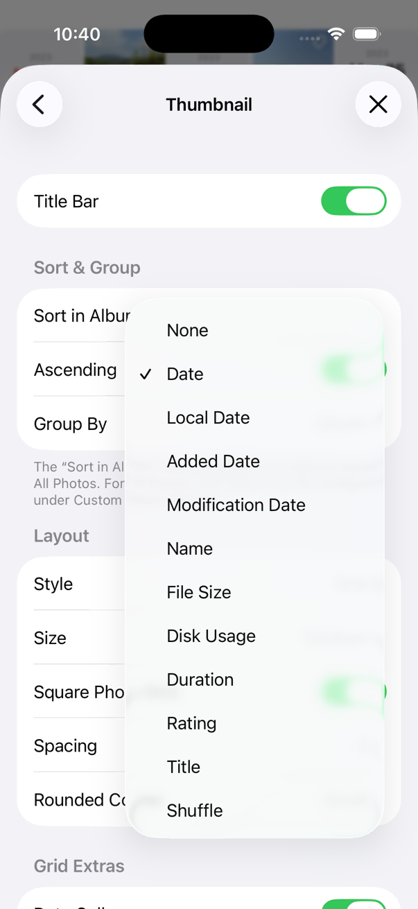 Sort Options