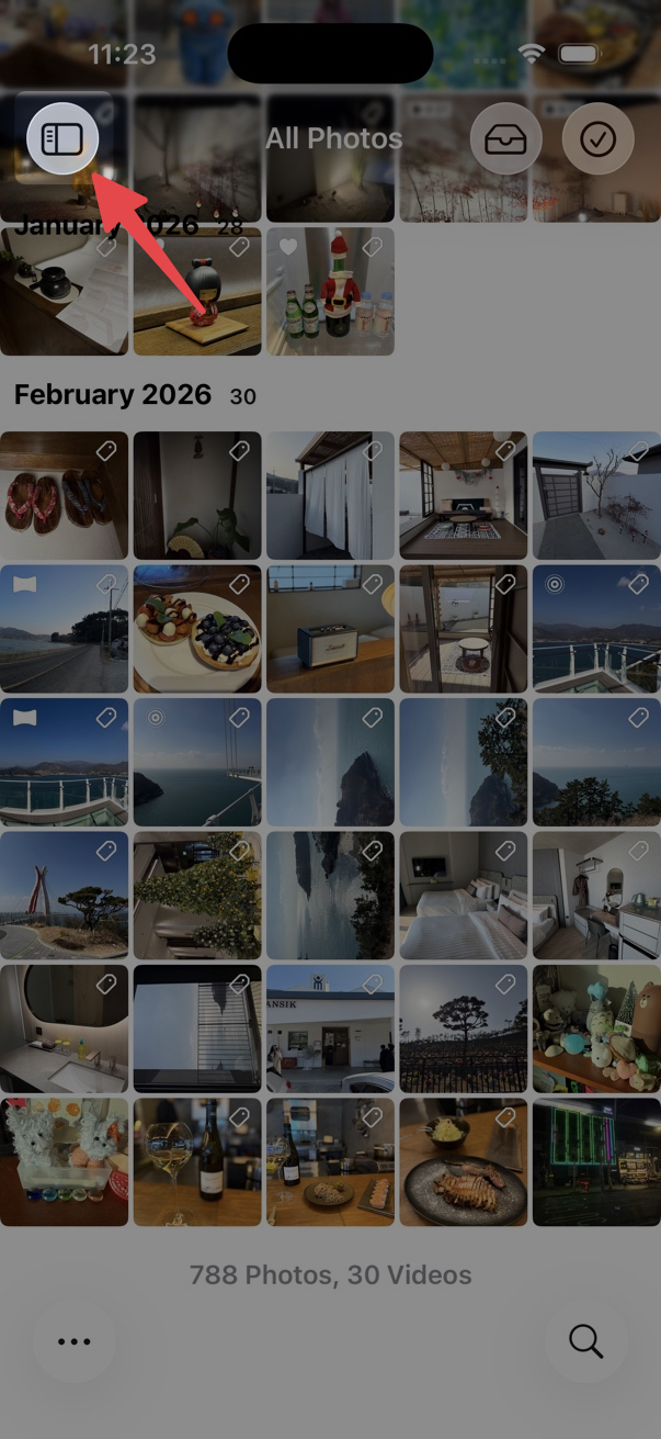 Touch and hold the sidebar button