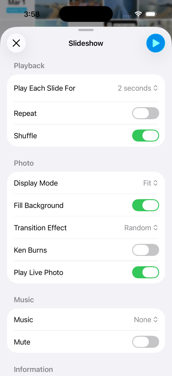 Slideshow Options