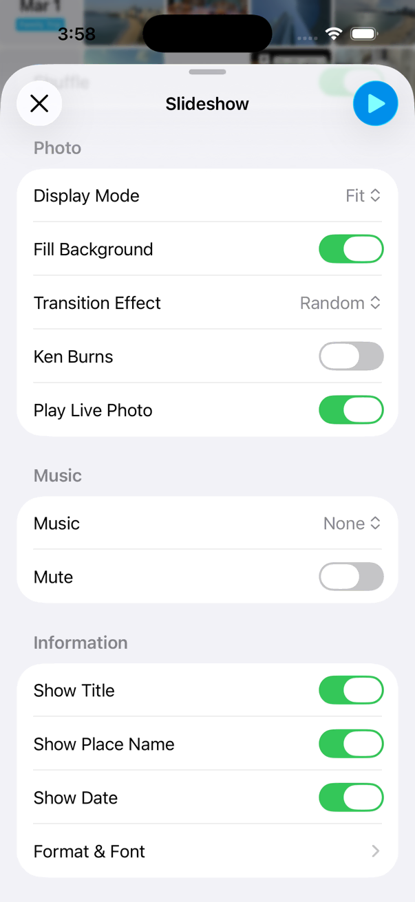 Slideshow Options