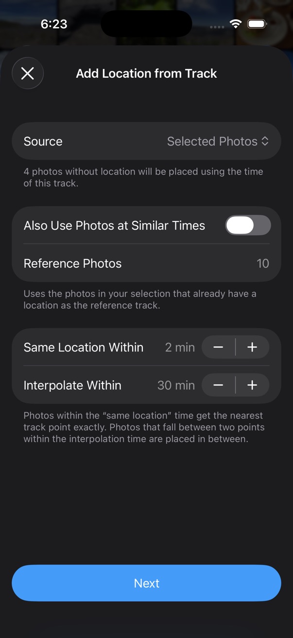 Add Location from Track