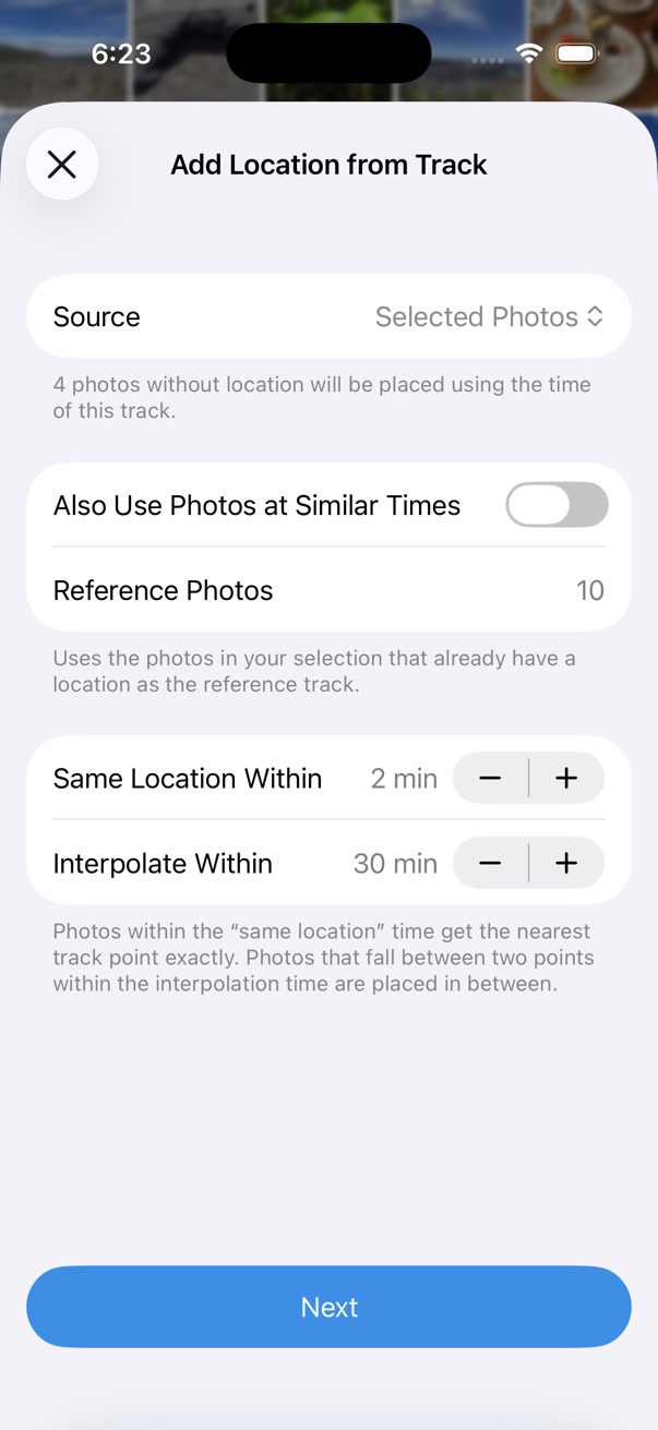 Add Location from Track