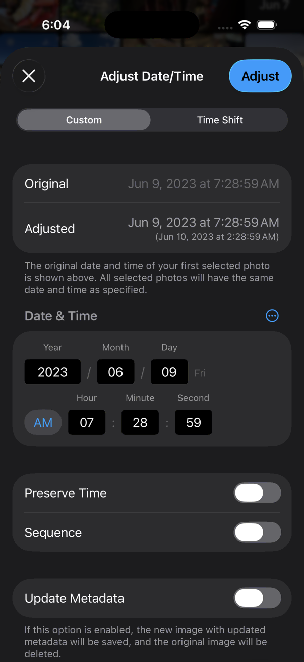 Adjust Date/Time