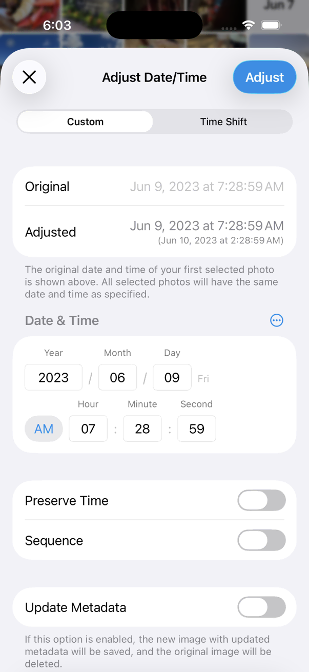 Adjust Date/Time