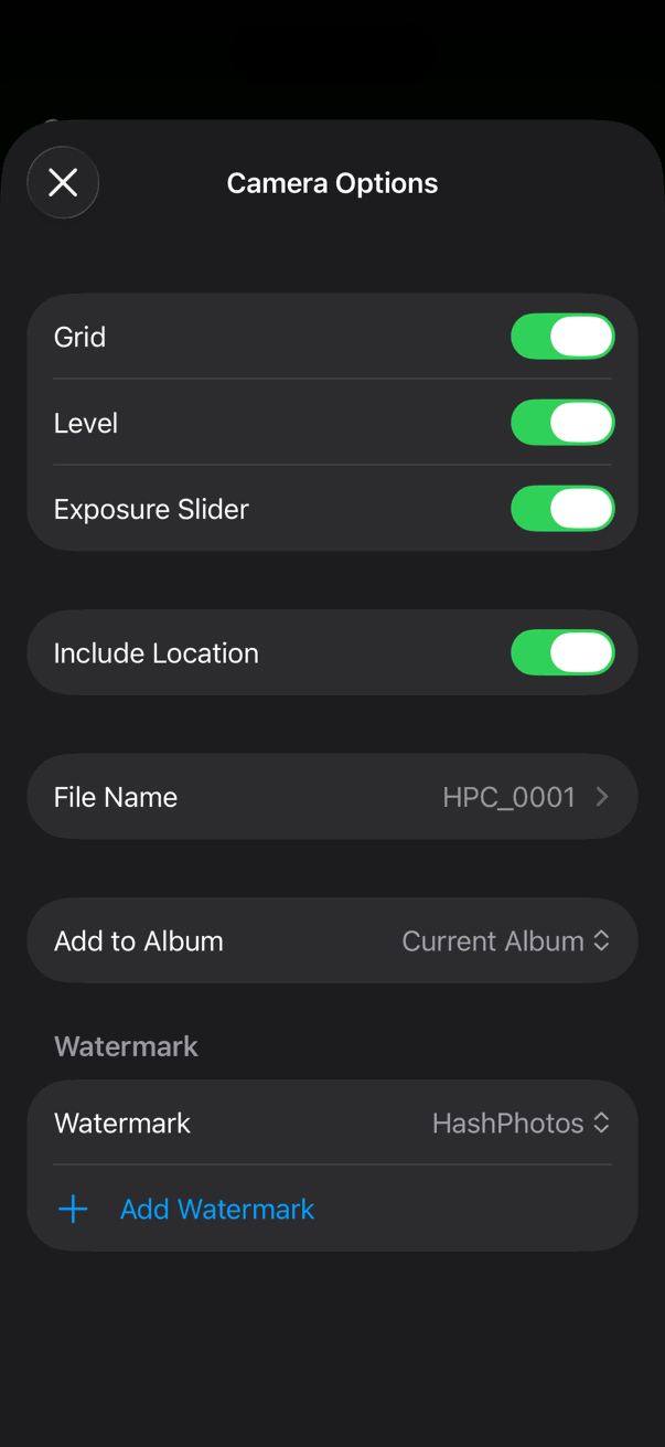 Camera Options