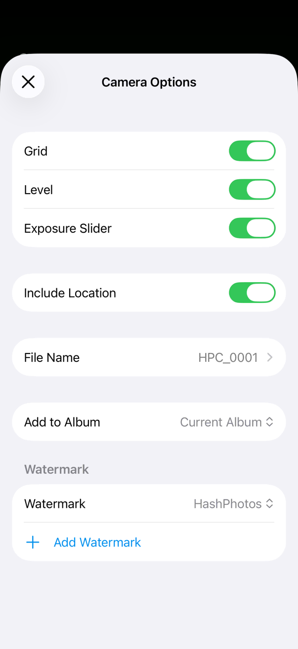 Camera Options