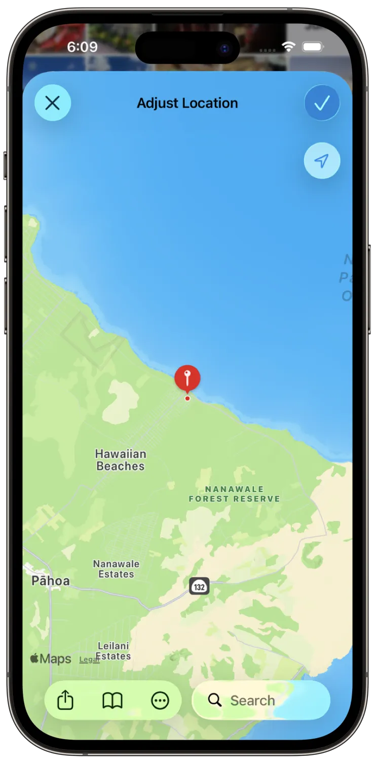 Adjust location map on iPhone