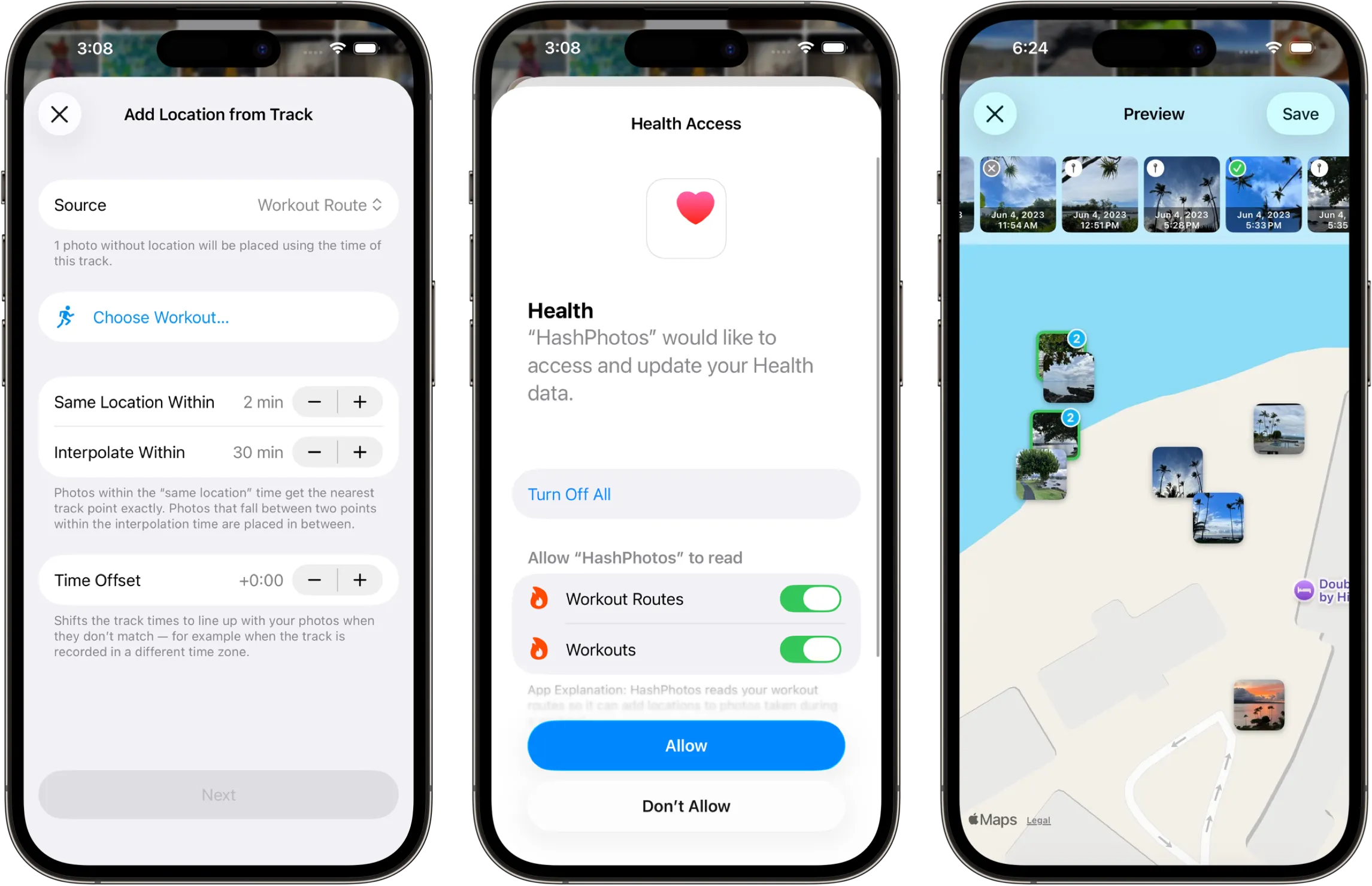 Add location from Workout Route preview