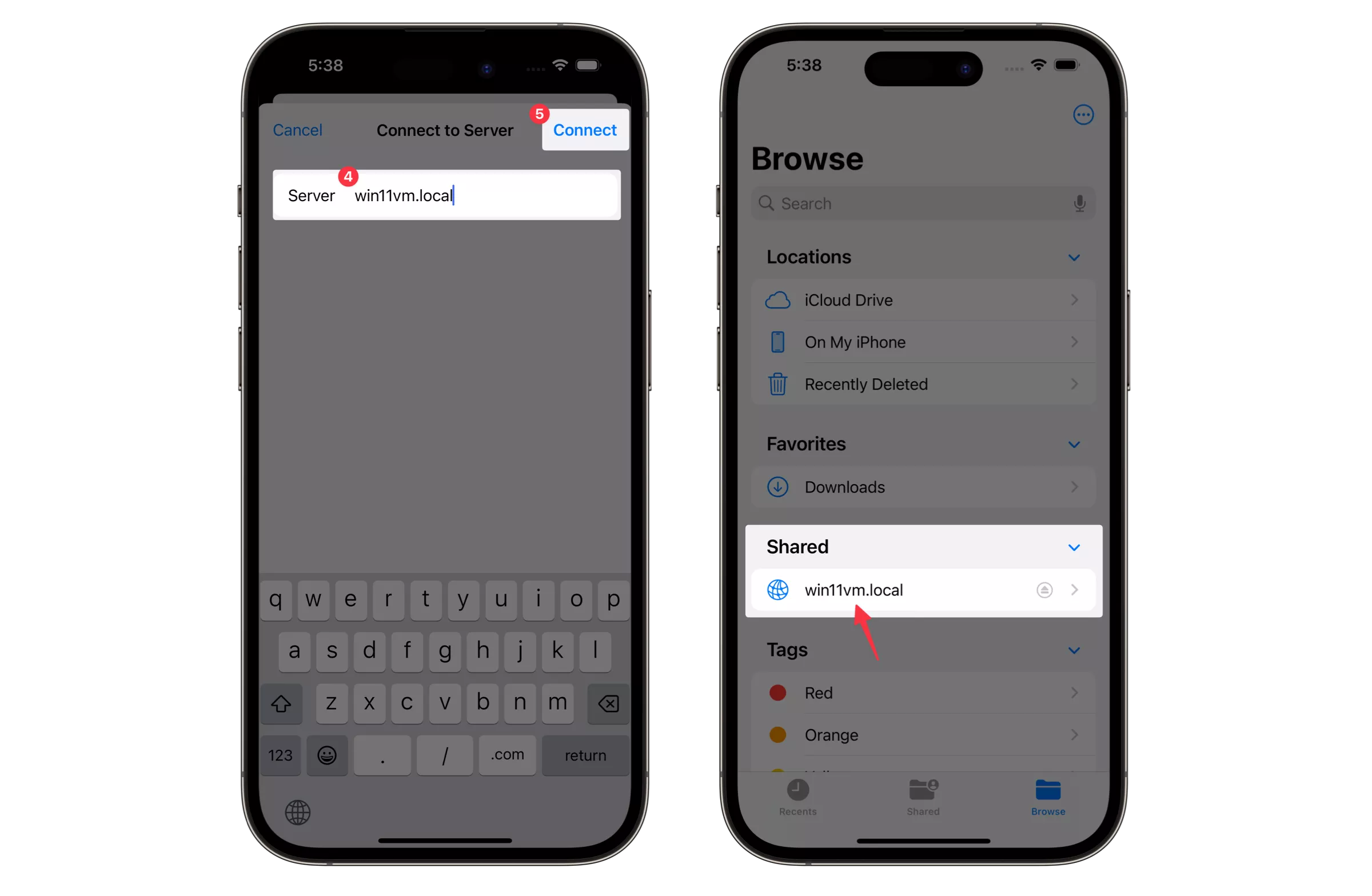 Files App Connect to Server