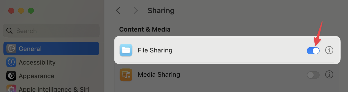 macOS File Sharing Option