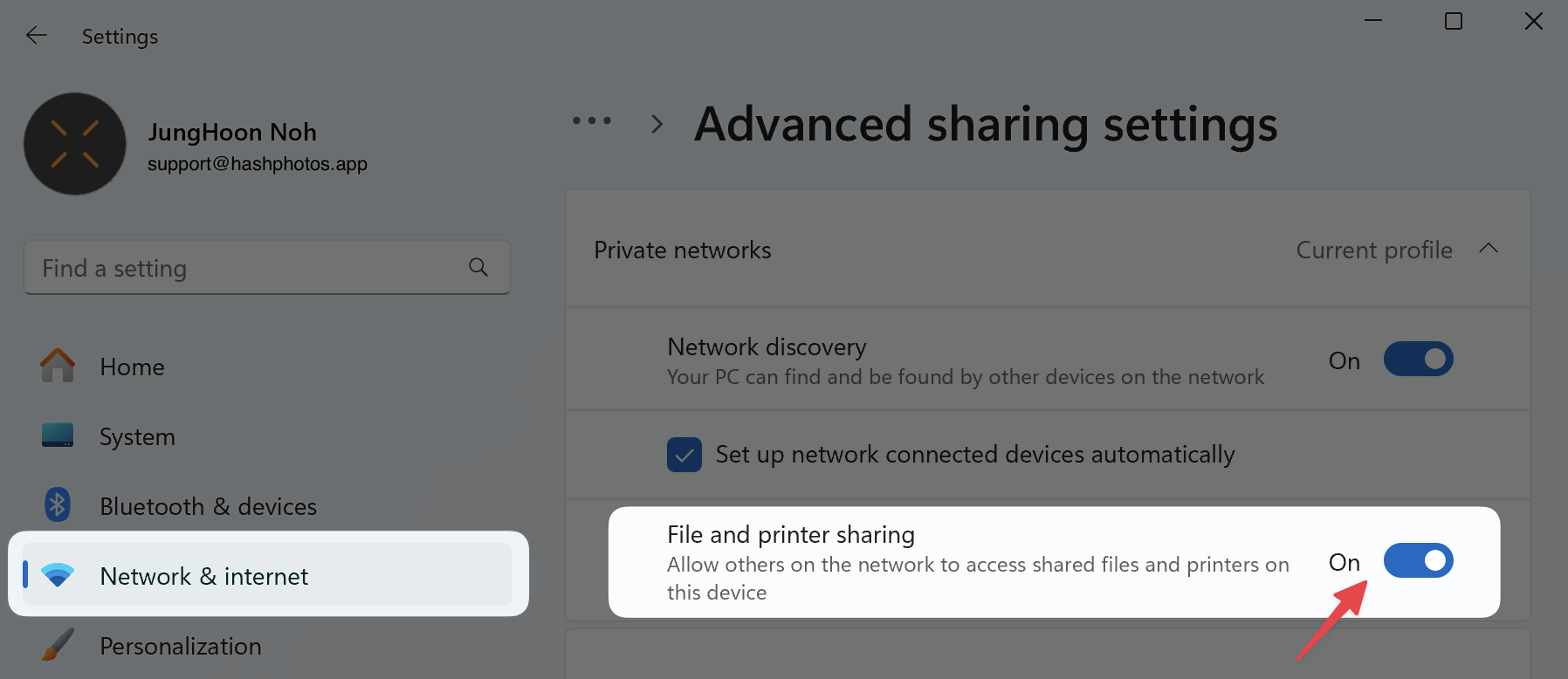 Windows File Sharing Option