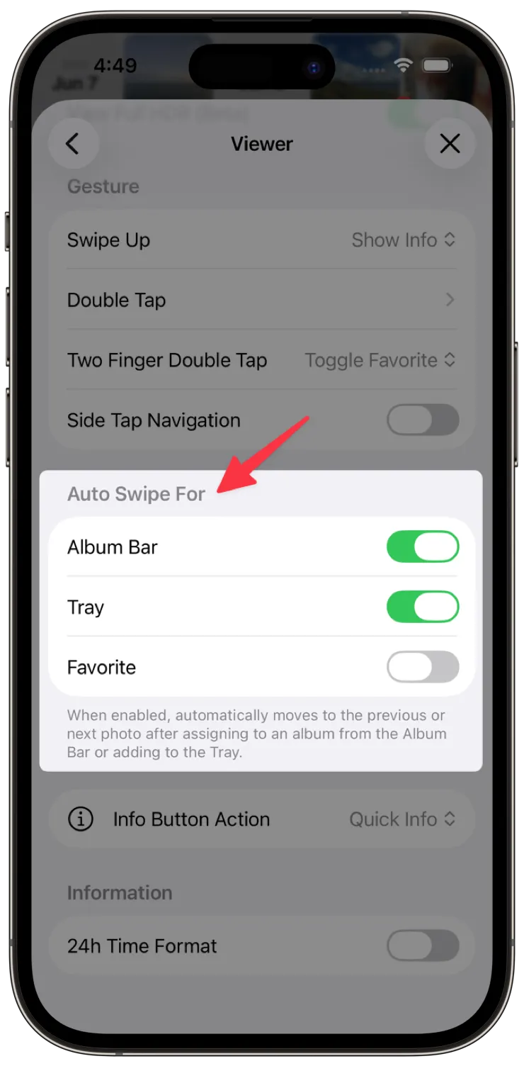 Scorrimento automatico Opzioni