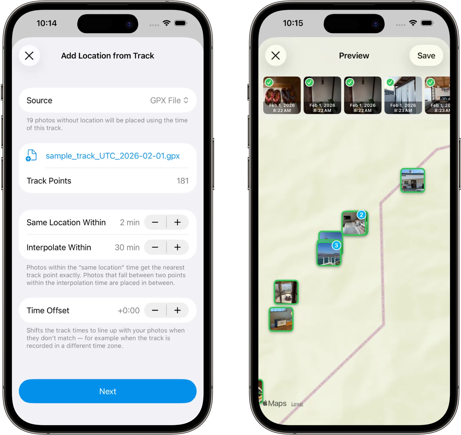 Add Location from Track